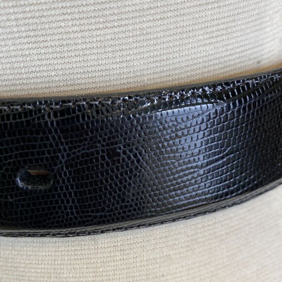 Ralph Lauren women's Genuine Lizard belt size 28 Black Italy preppy - Picture 3 of 7